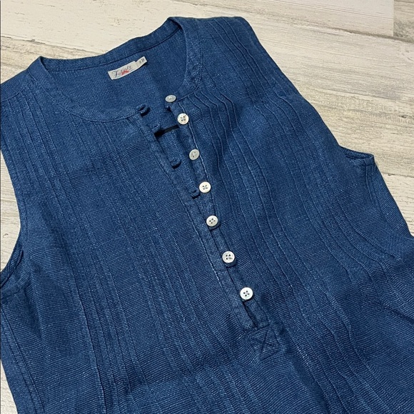 Faherty Isha  Linen Indigo Blue Mini Dress - Picture 6 of 11